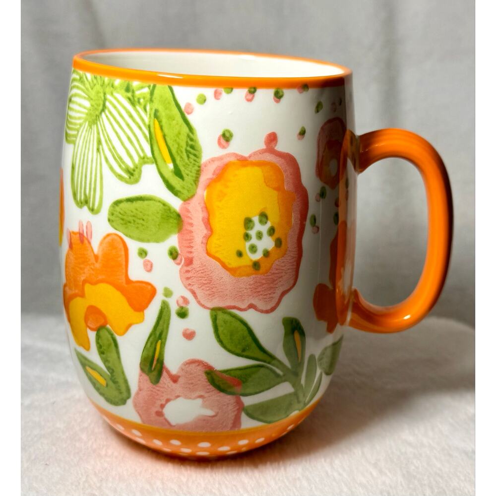 HuadehomeHand-painted ceramic mug with flowers & foliage. NWOT